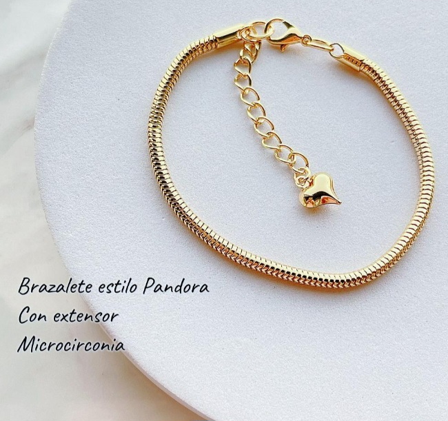 BRAZALETE ESTILO PANDORA CON EXTENSOR DE MICROCIRCONIA