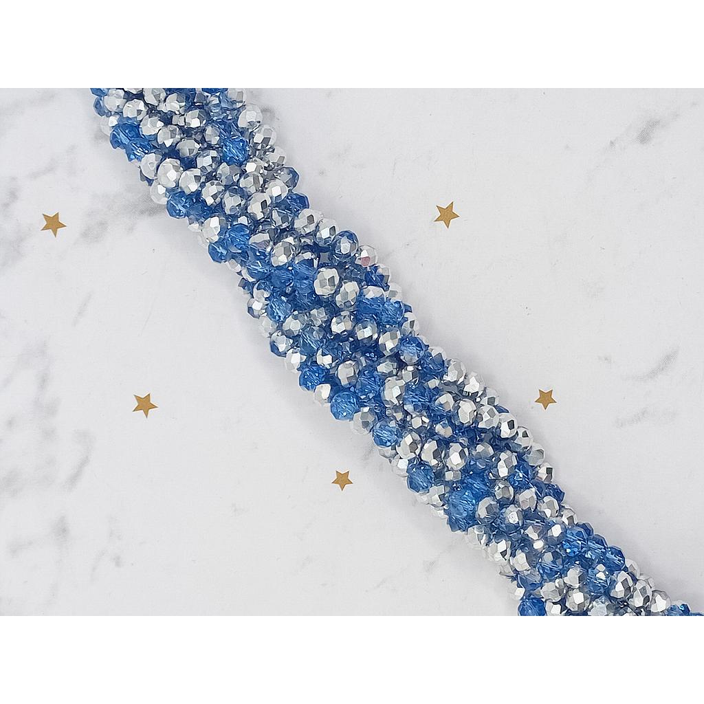 CRISTAL RONDEL AZUL BRILLANTE Y PLATEADO 4MM