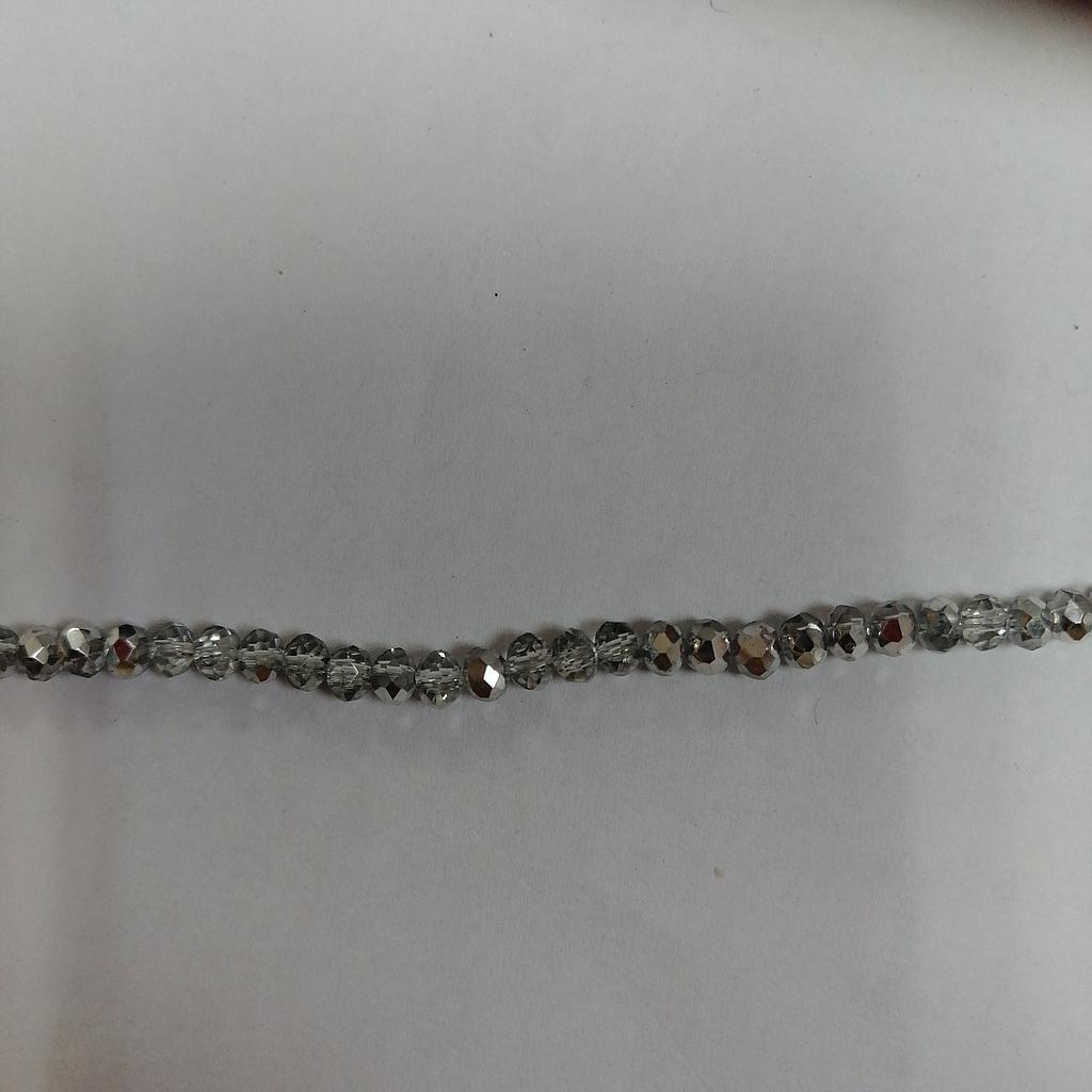 CRISTAL RONDEL GRIS Y PLATEADO 4MM