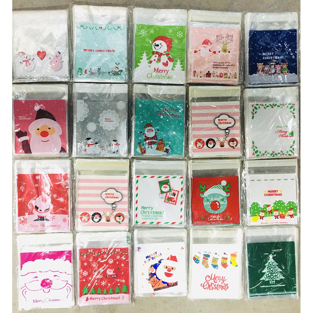 BOLSAS CON PEGAMENTO DECORADA 10X10CM PAQUETE 100PCS