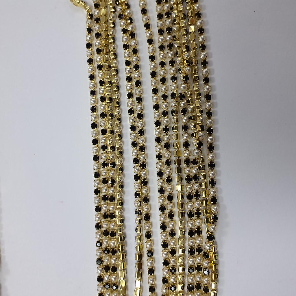 CADENA STRASS CRISTAL Y PERLA