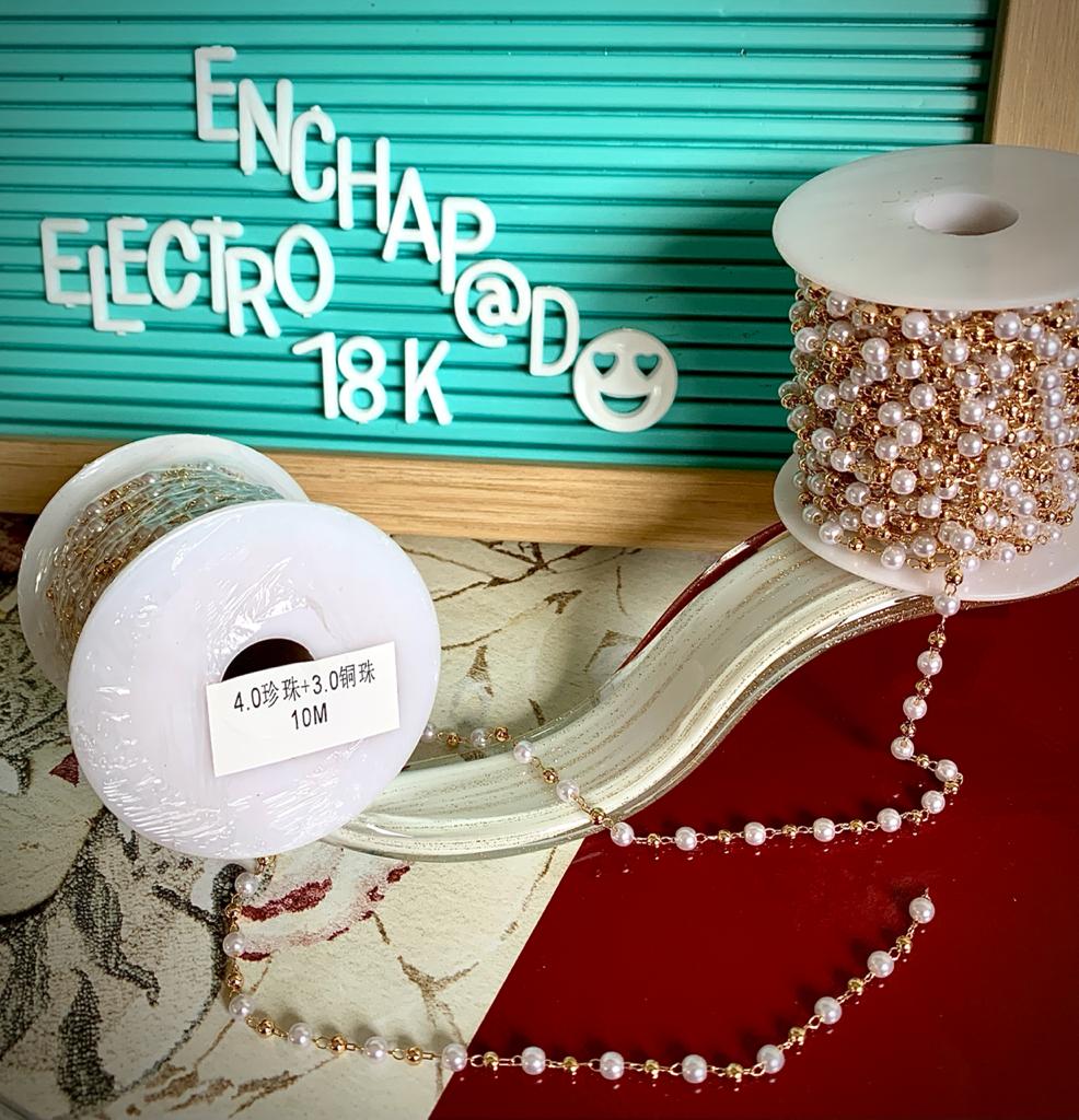 CADENA ELECTROENCHAPADO PERLA 4MM SEPARADOR 3MM
