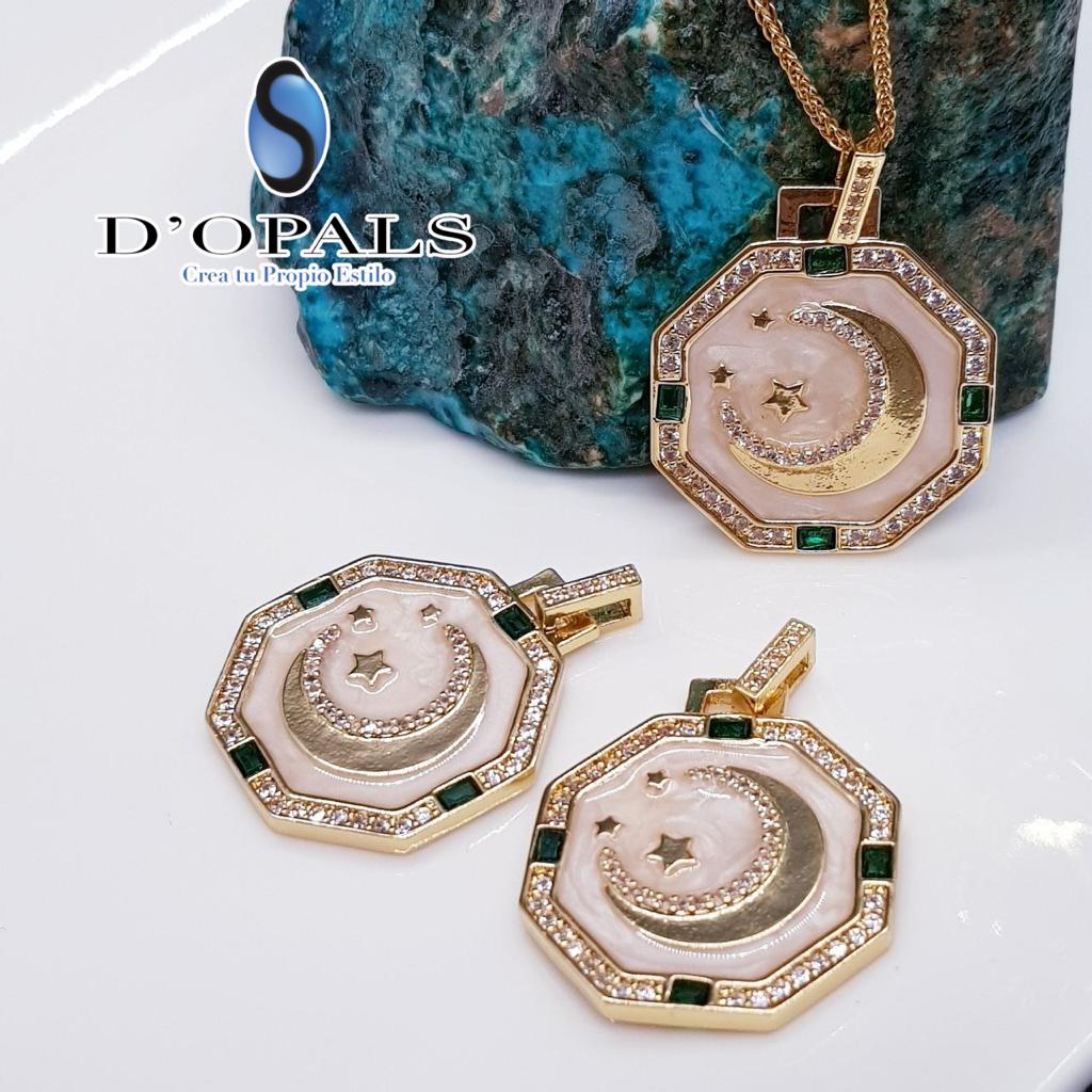 DIJE DE LUNA Y ESTRELLA DE MICROCIRCONIA Y ENAMEL