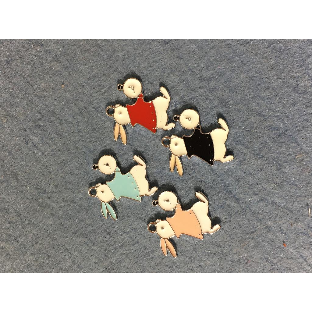 DIJE CONEJO DE ENAMEL 4 PIEZAS