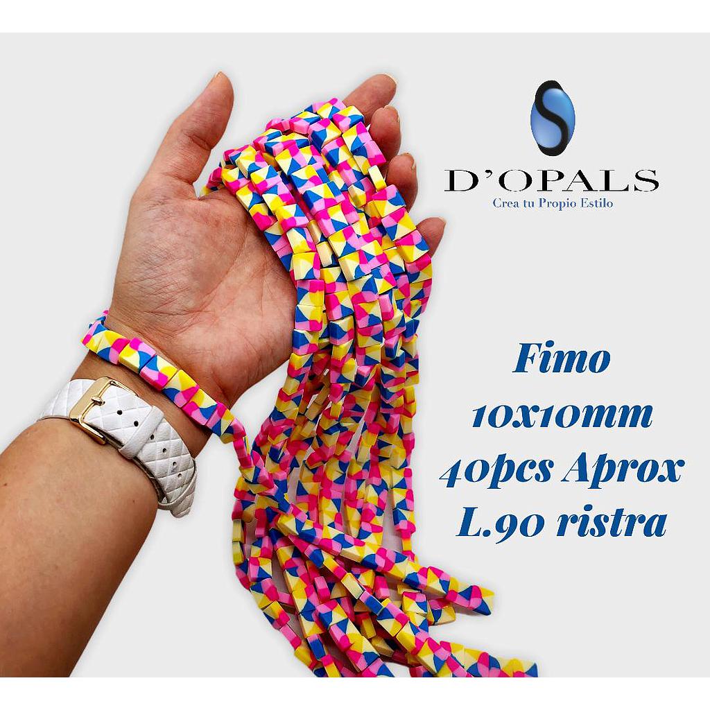 FIMO CUADRADO MULTICOLOR 10X10MM 40PCS APROX.