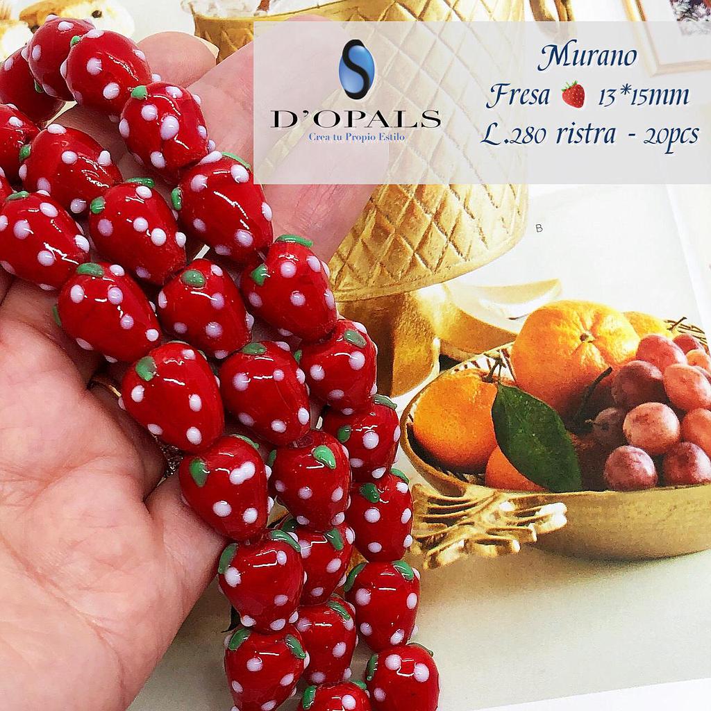 MURANO FRESAS 13X15MM 20PCS APROX.
