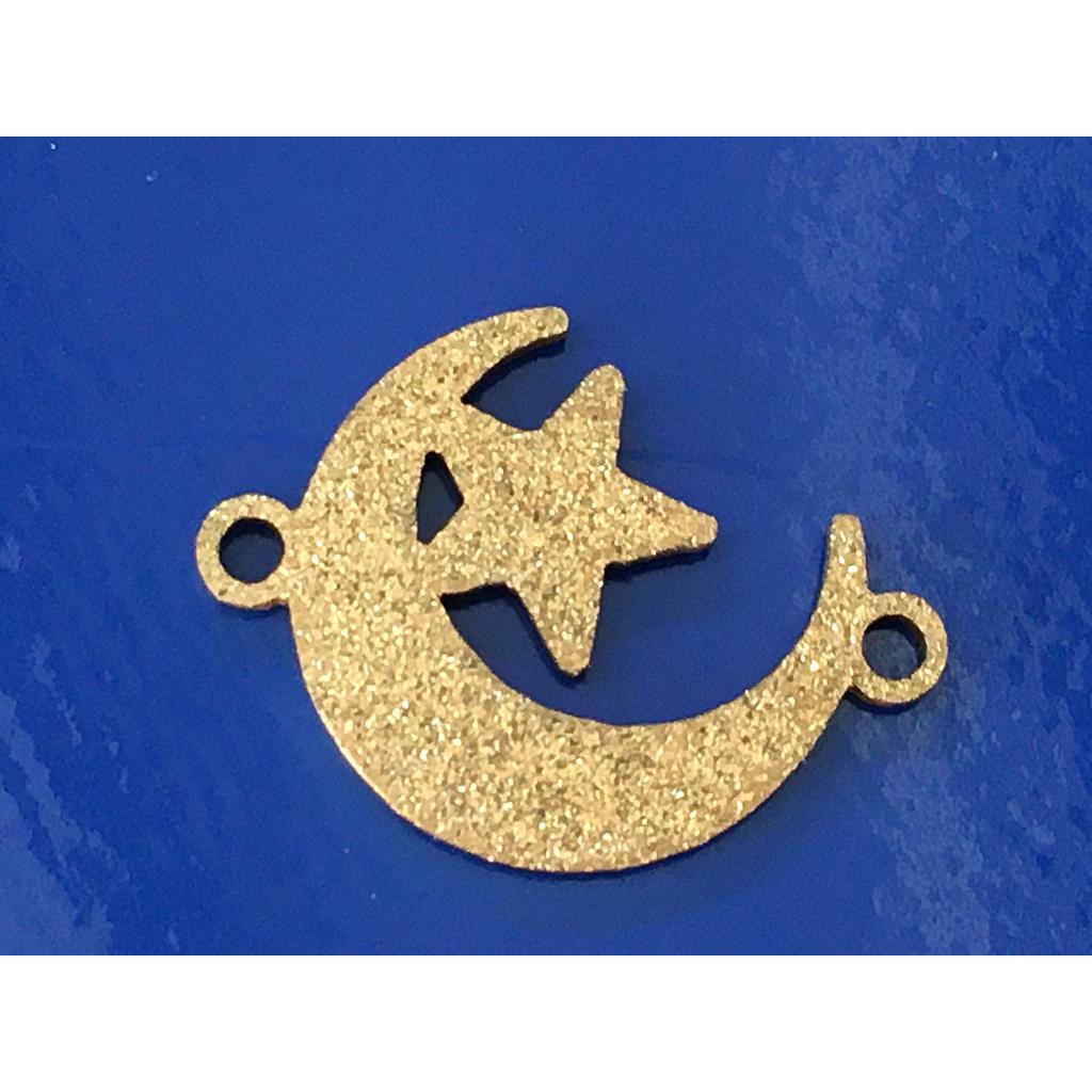 DIJE LUNA Y ESTRELLA ACERO ESCARCHADO