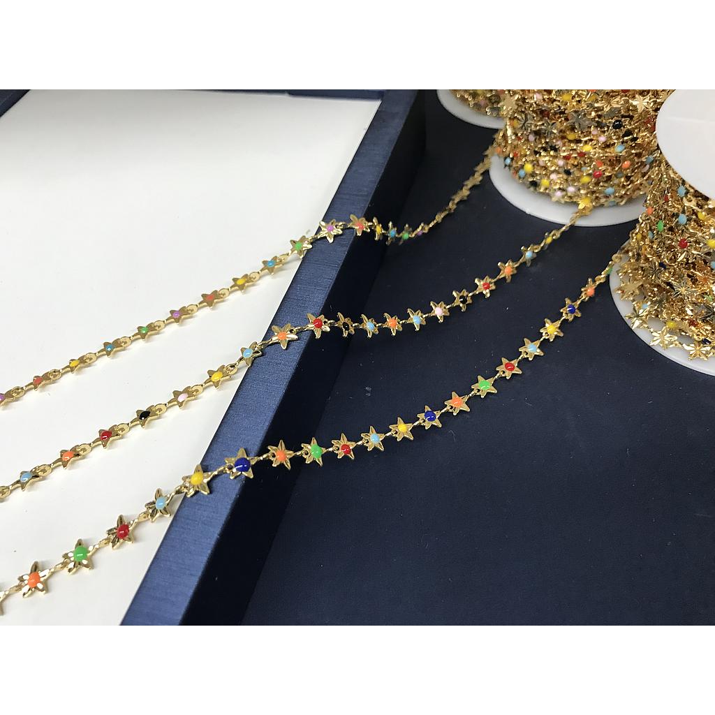 CADENA ELECTROENCHAPADO Y ENAMEL FLORECITAS
