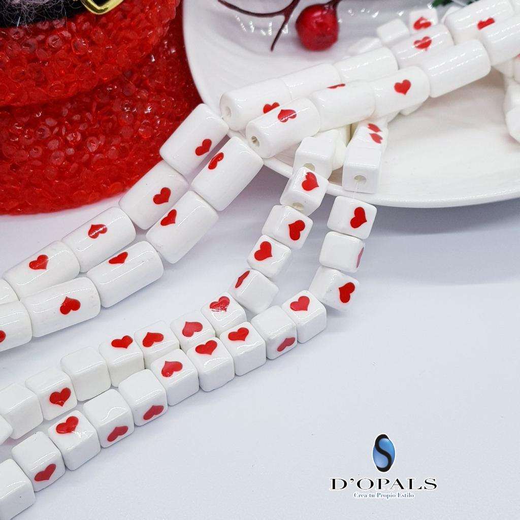 CERAMICA CILINDRO CON CORAZON 17X10MM
