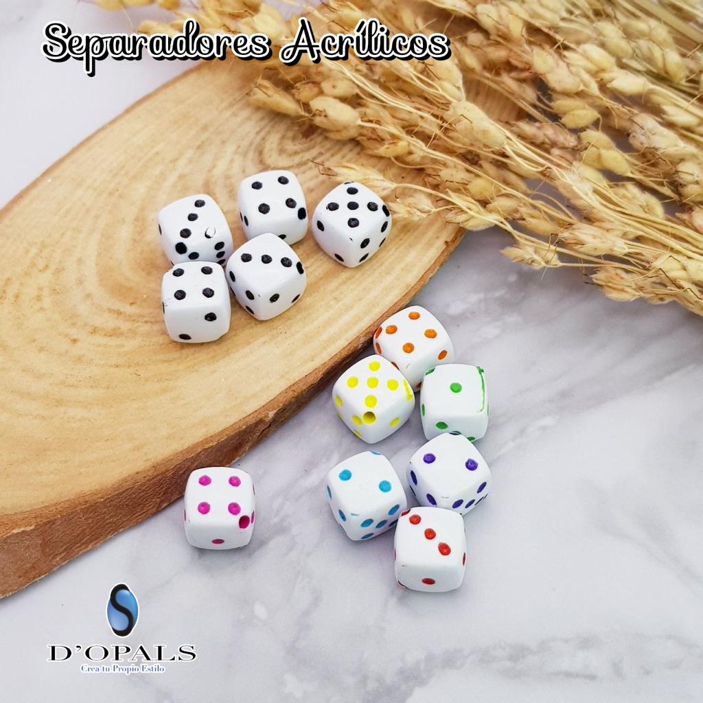 SEPARADOR DADO ACRILICO MULTICOLOR 8X8MM PAQUETE 500GRAMOS
