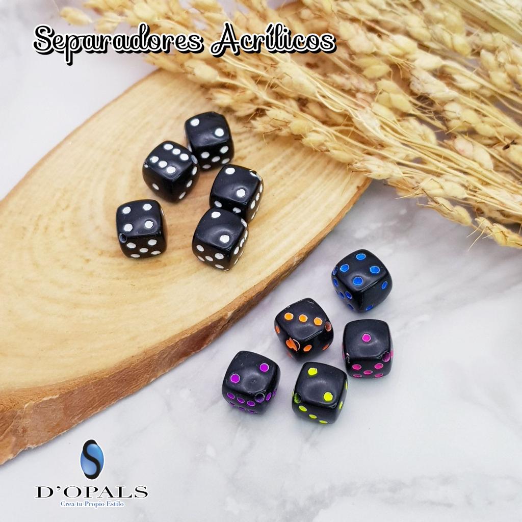 SEPARADOR DADO ACRILICO NEGRO CON NEON 8X8MM PAQUETE 500GRAMOS