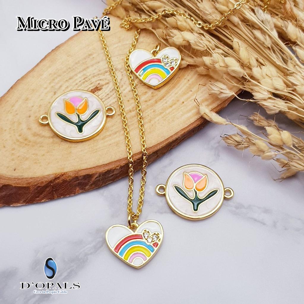 DIJE CORAZON CON ARCO IRIS MICROCIRCONIA Y ENAMEL