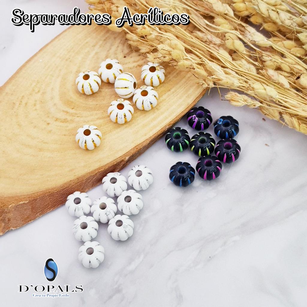 SEPARADORES ACRILICOS BLANCO Y PLATEADO 7X6MM 10GRS