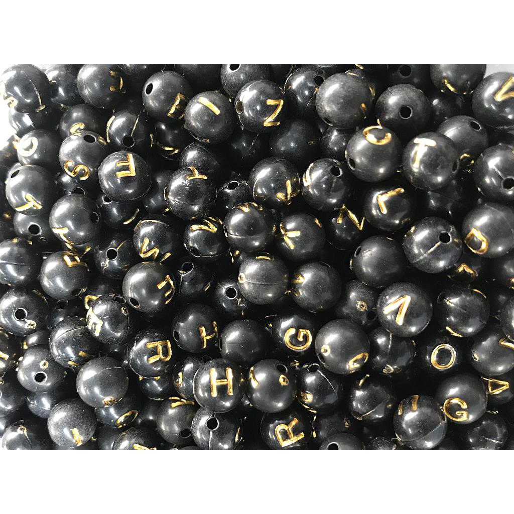SEPARADORES ACRILICOS LETRAS NEGRO Y DORADO 8MM PAQUETE 500GRS