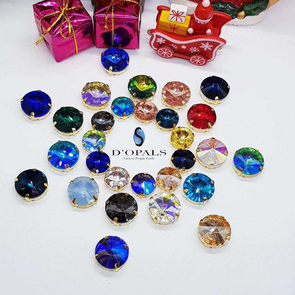 CRISTAL ENGARZADO REDONDO GRANDE 18MM BOLSA 6 PARES
