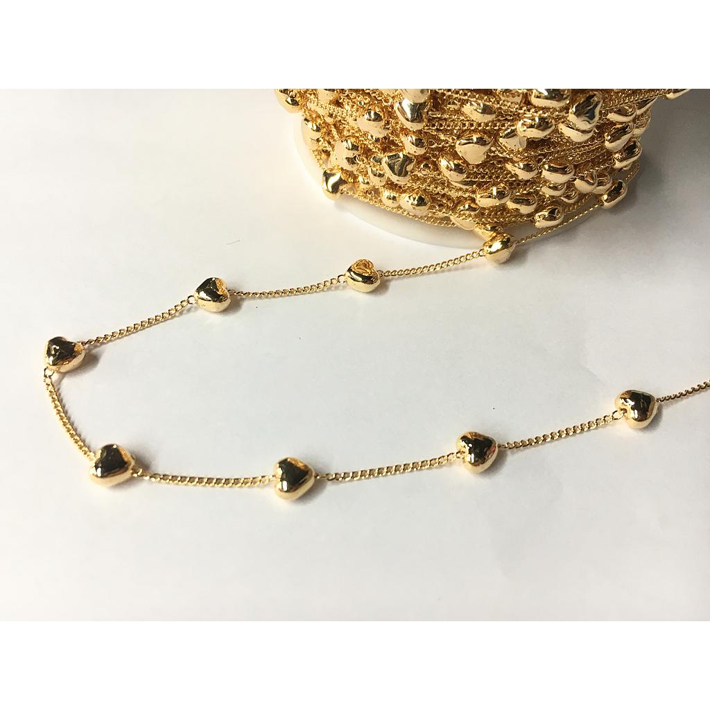 CADENA CON CORAZONES ELECTROENCHAPADO