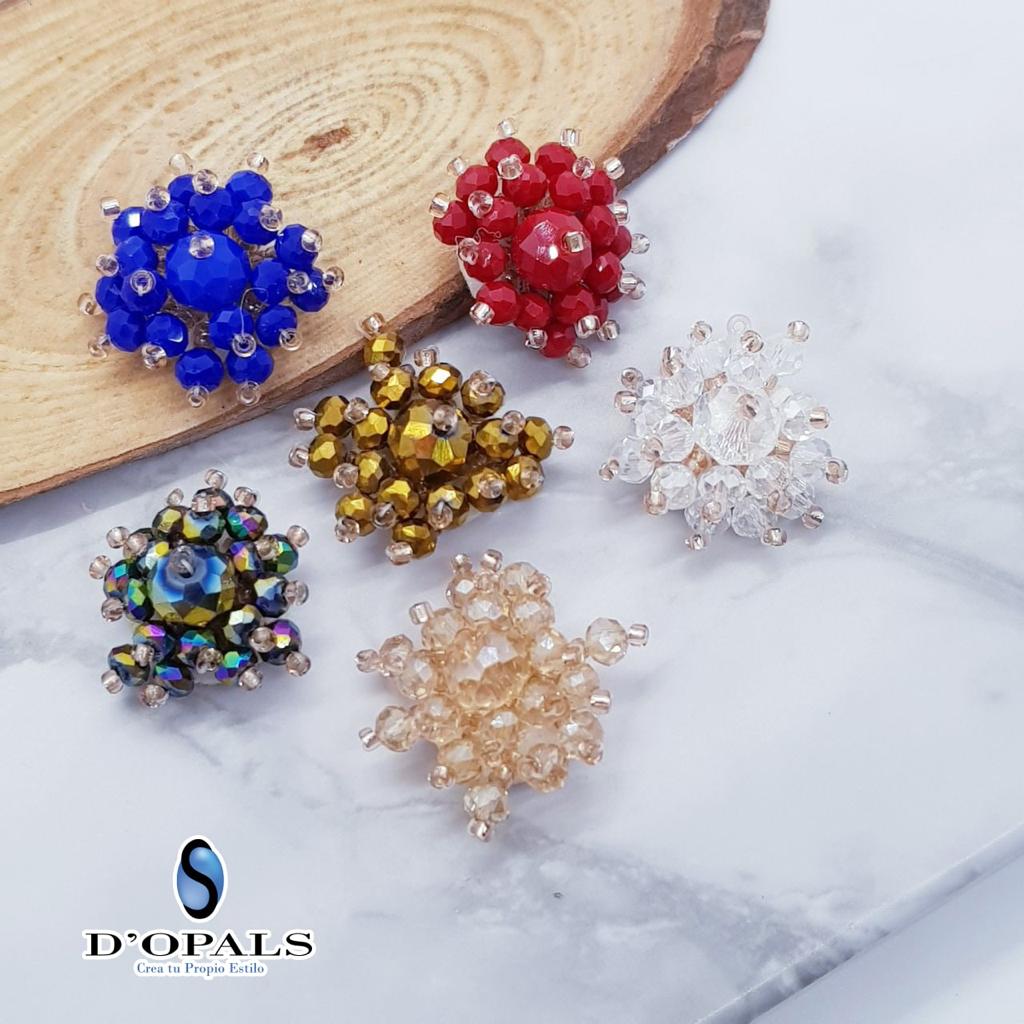 BASE FLOR CON CRISTALES Y MOSTACILLA