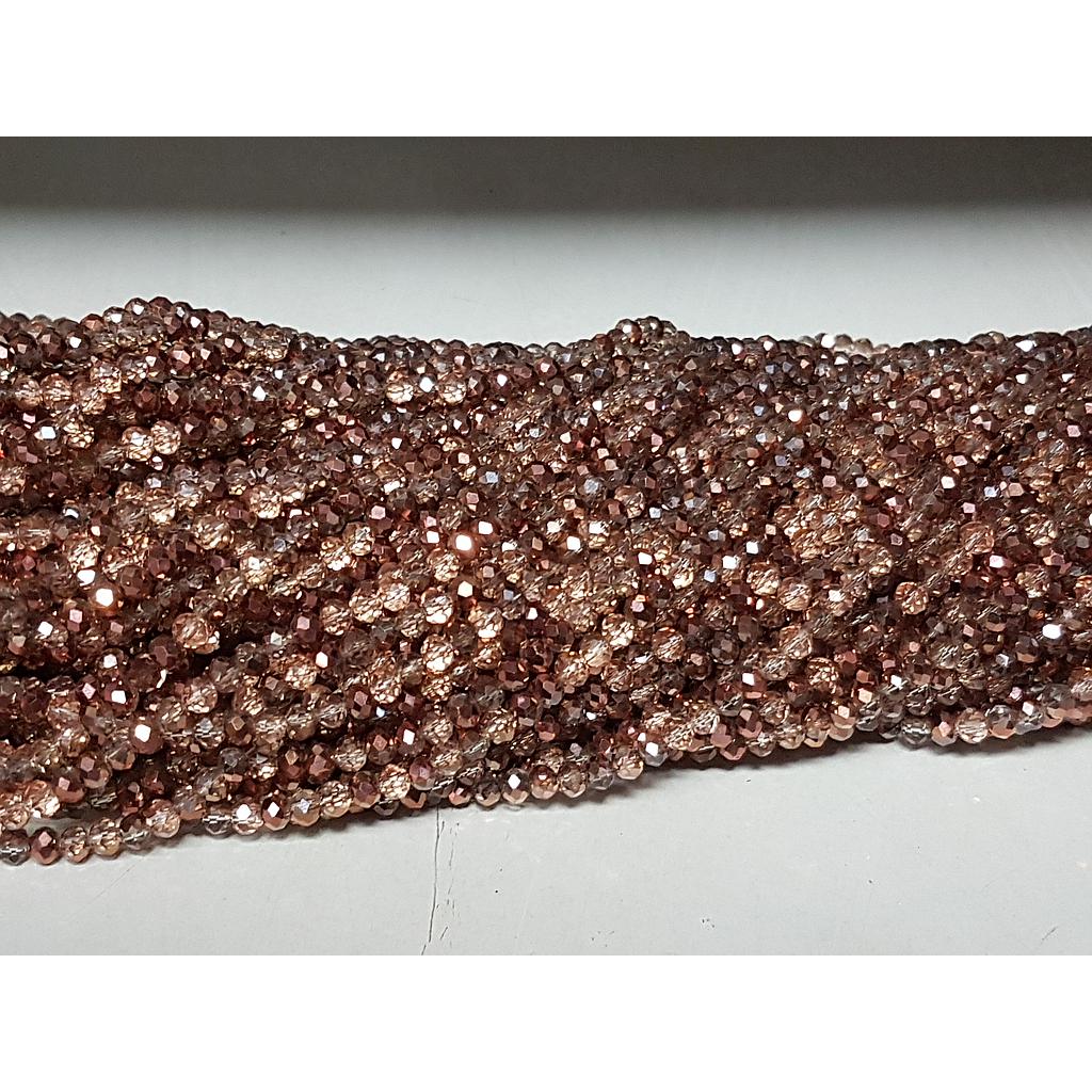 CRISTAL RONDEL MARRON BRILLANTE 4MM