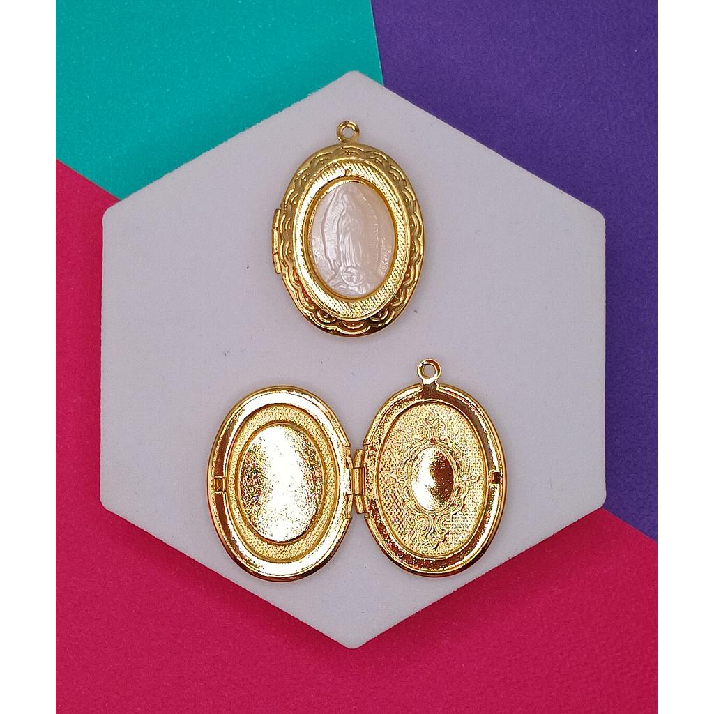 DIJE RELICARIO VIRGEN DE GUADALUPE MICROCIRCONIA 30X24MM