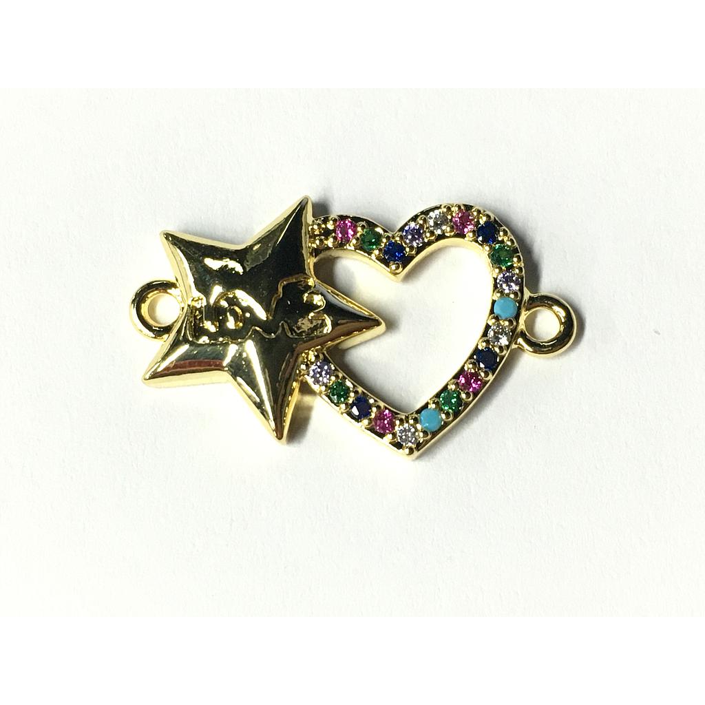 DIJE CORAZON CON ESTRELLA LOVE MICROCIRCONIA