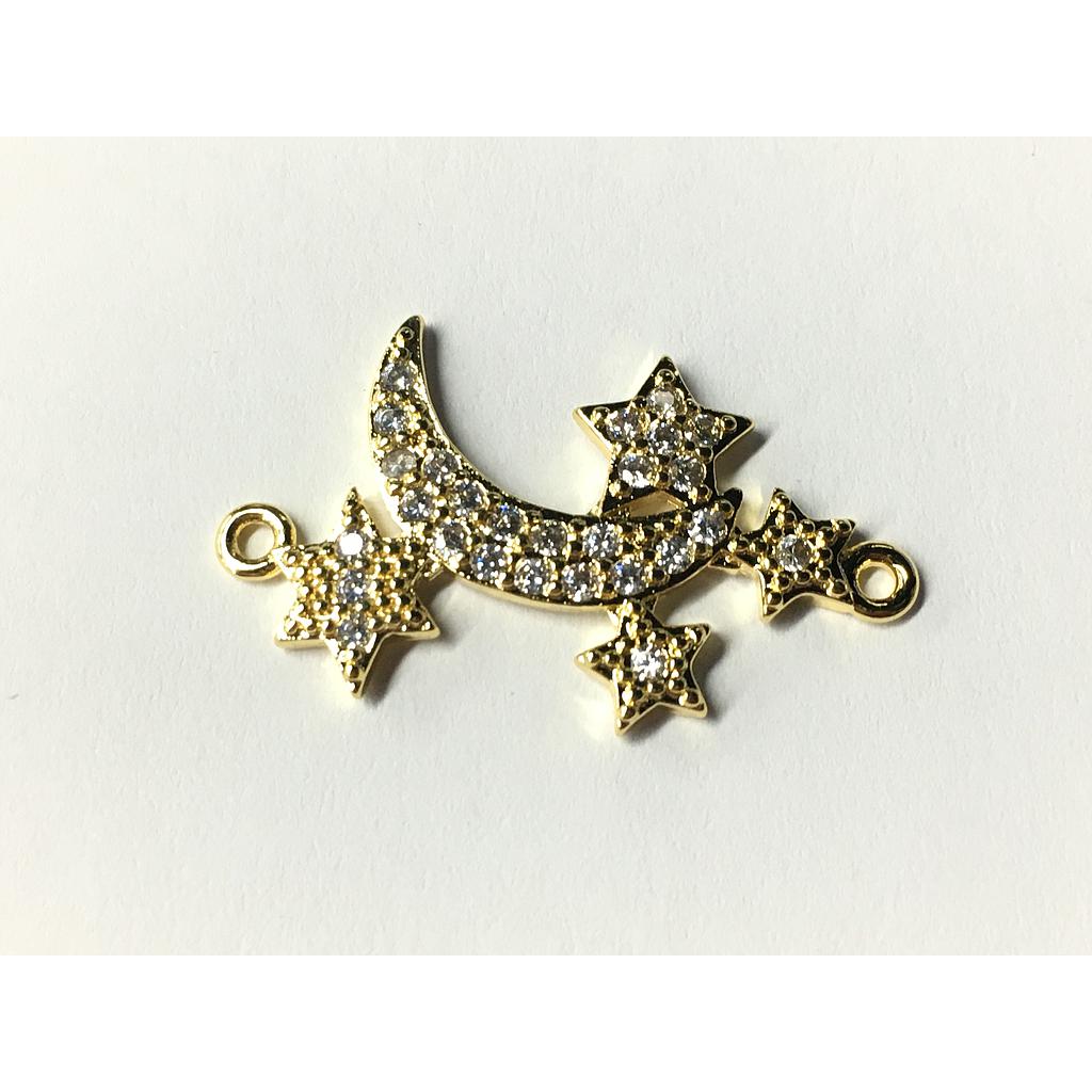DIJE LUNA CON ESTRELLAS MICROCIRCONIA