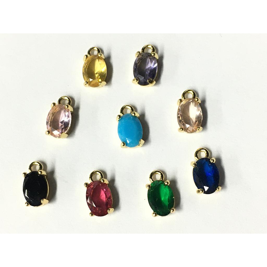 DIJE OVALADO CON CIRCON 7X5MM MICROCIRCONIA