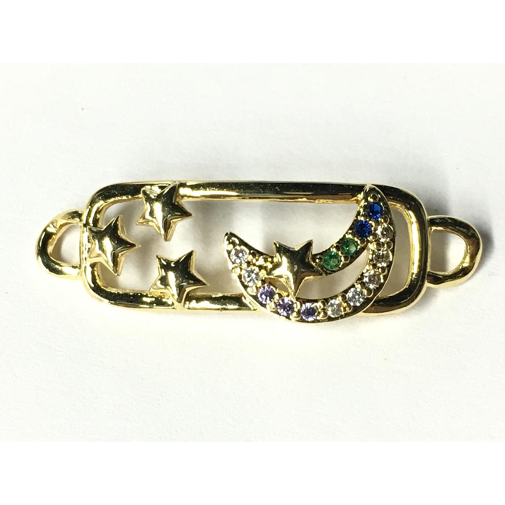 DIJE RECTANGULAR LUNA Y ESTRELLAS MICROCIRCONIA