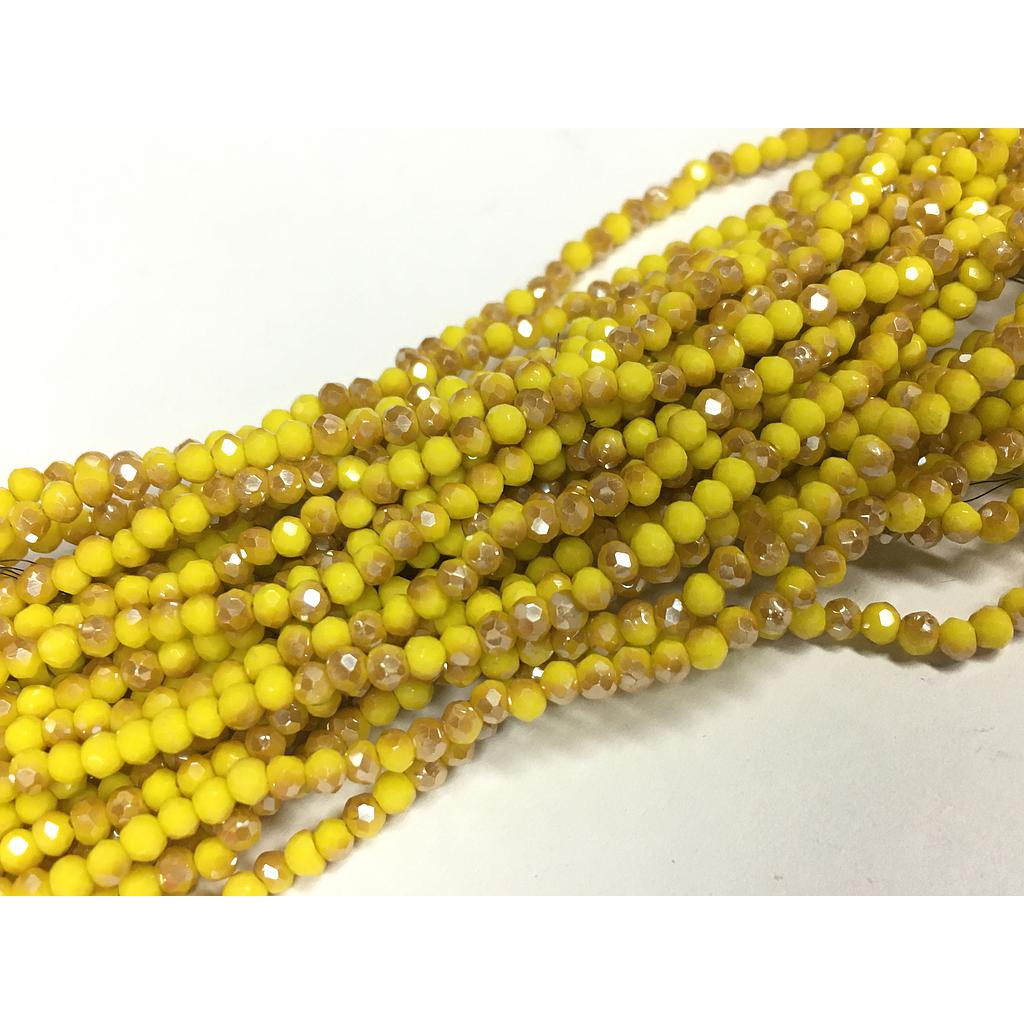 CRISTAL RONDEL AMARILLO CON BEIGE 2MM