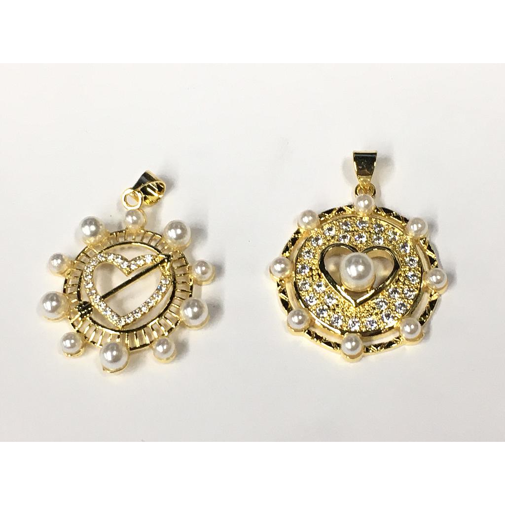 DIJE CORAZON CON PERLAS MICROCIRCONIA