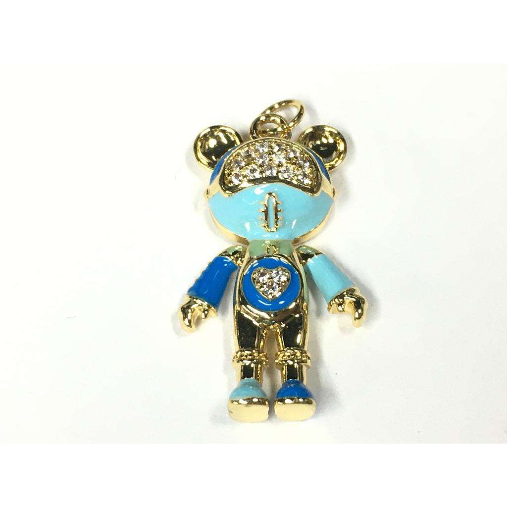 DIJE OSO AZUL ENAMEL Y MICROCIRCONIA