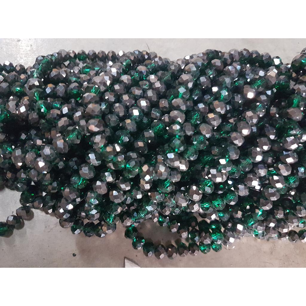 CRISTAL RONDEL VERDE Y GRIS OSCURO 6MM