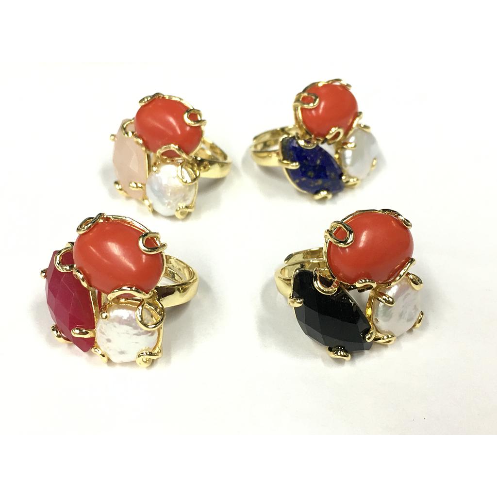 ANILLO AJUSTABLE CON PERLA PIEDRA Y CRISTAL