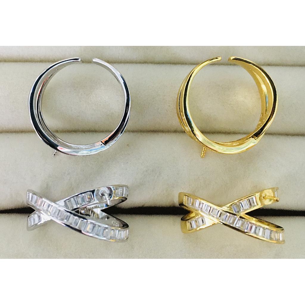 ANILLOS AJUSTABLES DE PLATA 925 PARA PEGAR PERLA