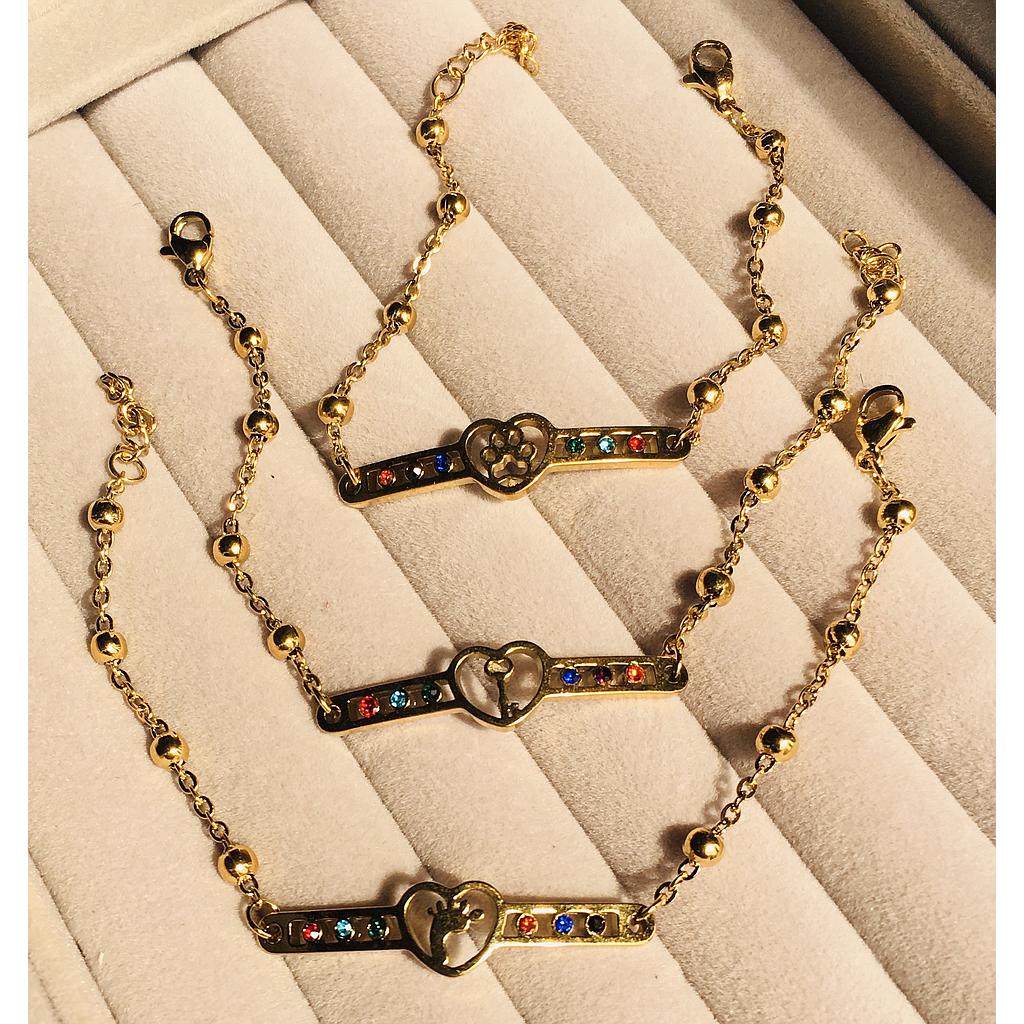 PULSERAS CON CRISTALES ACERO