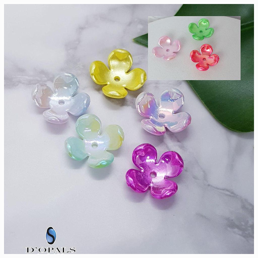 PAQUETE FLOR ACRILICA DE 4 PETALOS 17MM