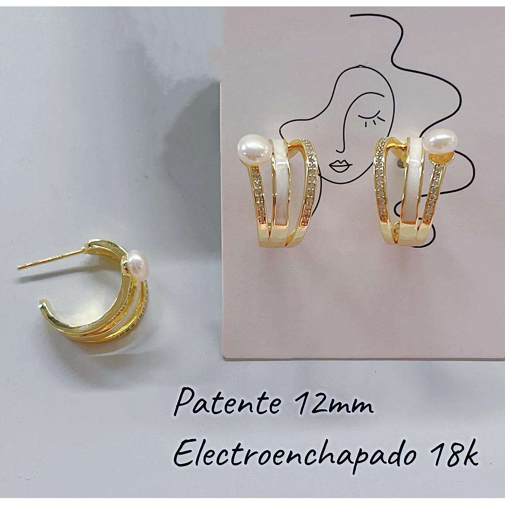 ARETE CON PERLA 12MM, ELECTROENCHAPADO 18K