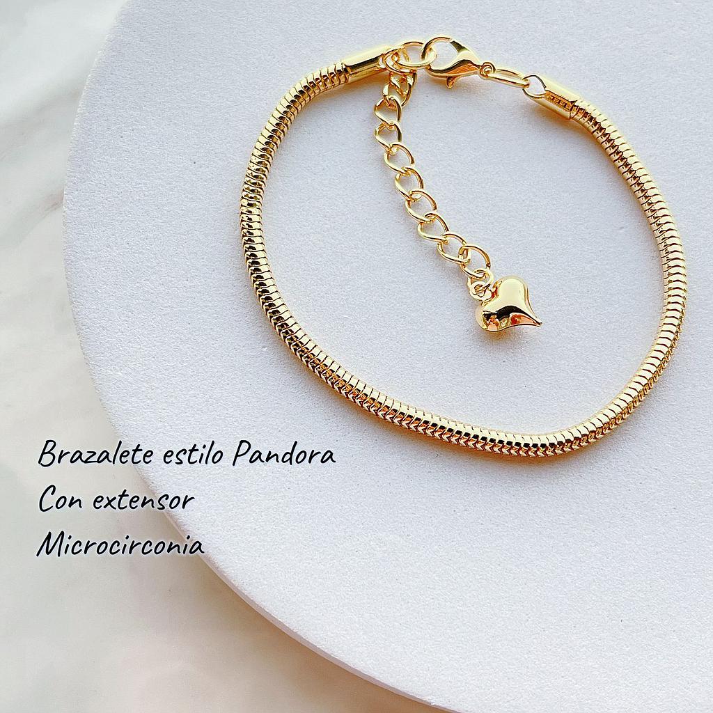 BRAZALETE ESTILO PANDORA CON EXTENSOR DE MICROCIRCONIA