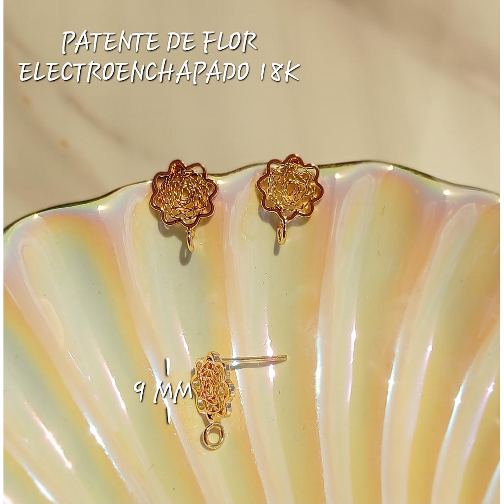 PATENTE DE FLOR ELECTROENCHAPADO 18K 9MM