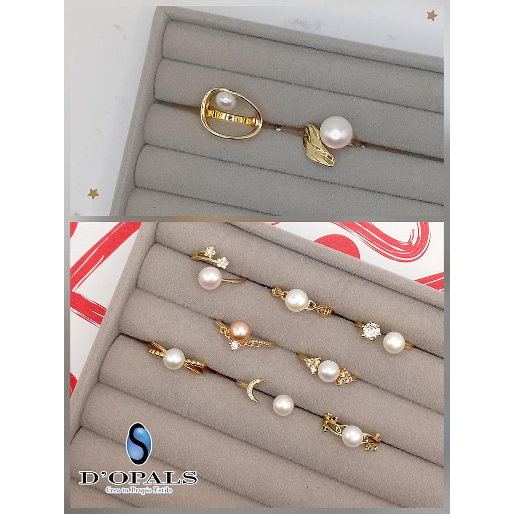 ANILLOS AJUSTABLES CON PERLA DE RIO MICROCIRCONIA
