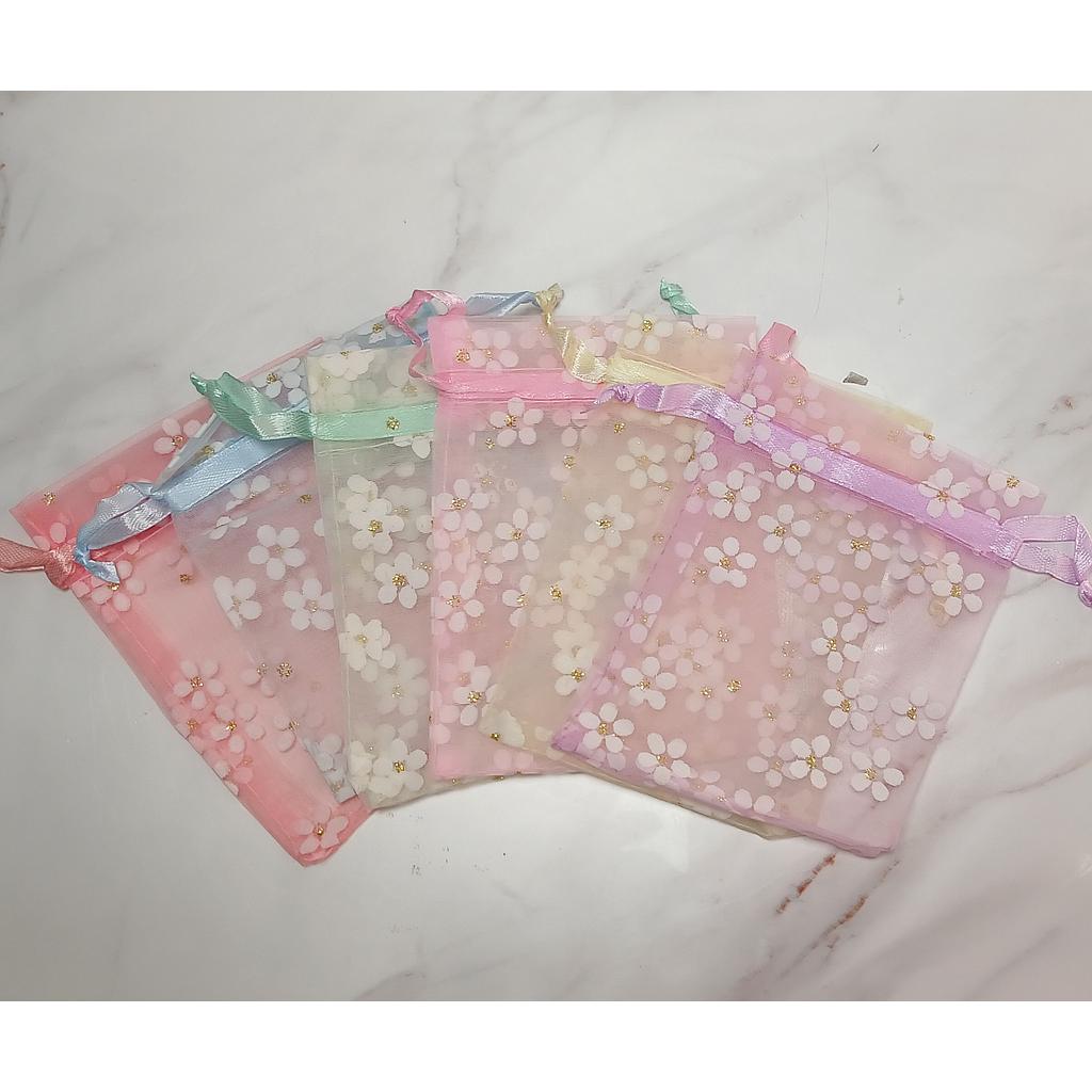 BOLSAS DE ORGANZA CON FLORES PEQUEÑA 9X12CM 50PCS