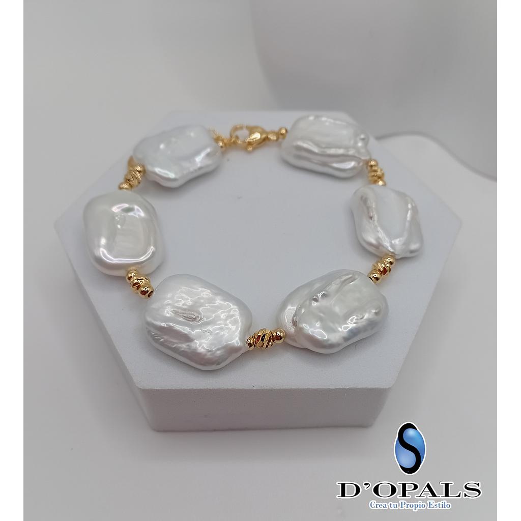 PULSERA TERMINADA CON PERLAS BARROCAS