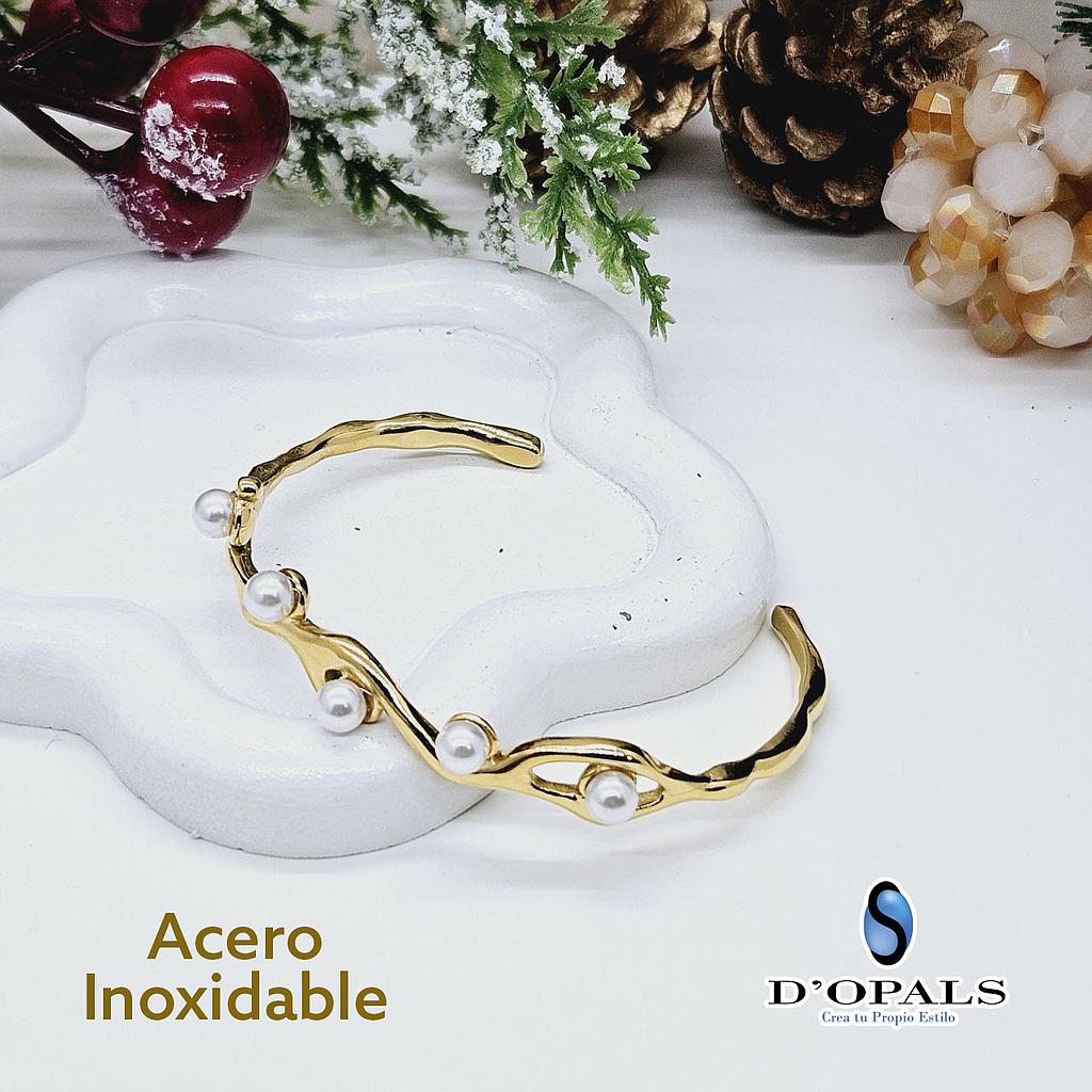 BRAZALETE DE ACERO INOXIDABLE CON PERLAS