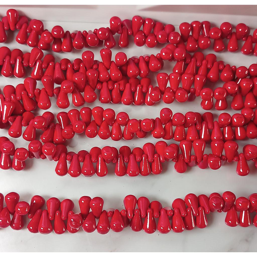 PIEDRA TURQUESA ROJA GOTA VAIVEN 6X11MM