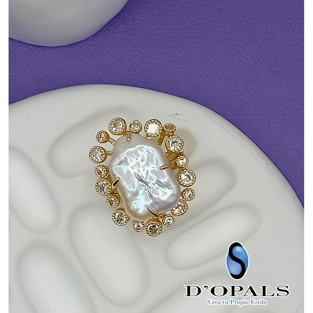 ANILLO AJUSTABLE CON PERLA BARROCA DE MICROCIRCONIA