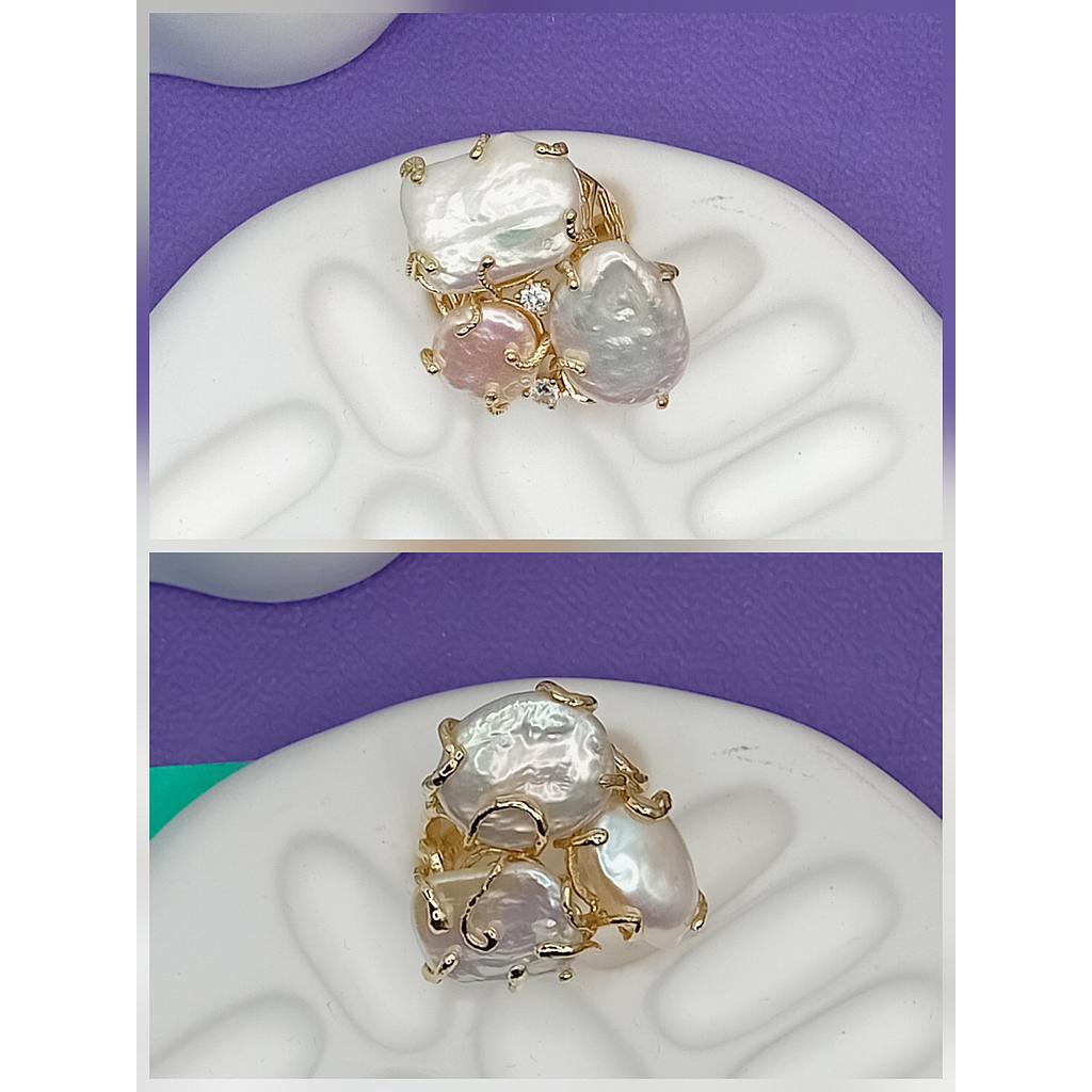 ANILLOS AJUSTABLES CON PERLA BARROCA DE MICROCIRCONIA