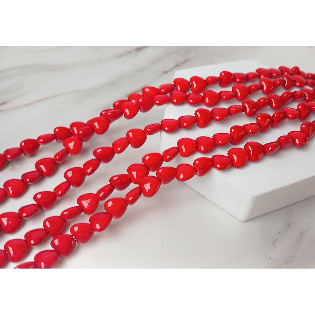 PIEDRA TURQUESA ROJA DE CORAZON 8MM