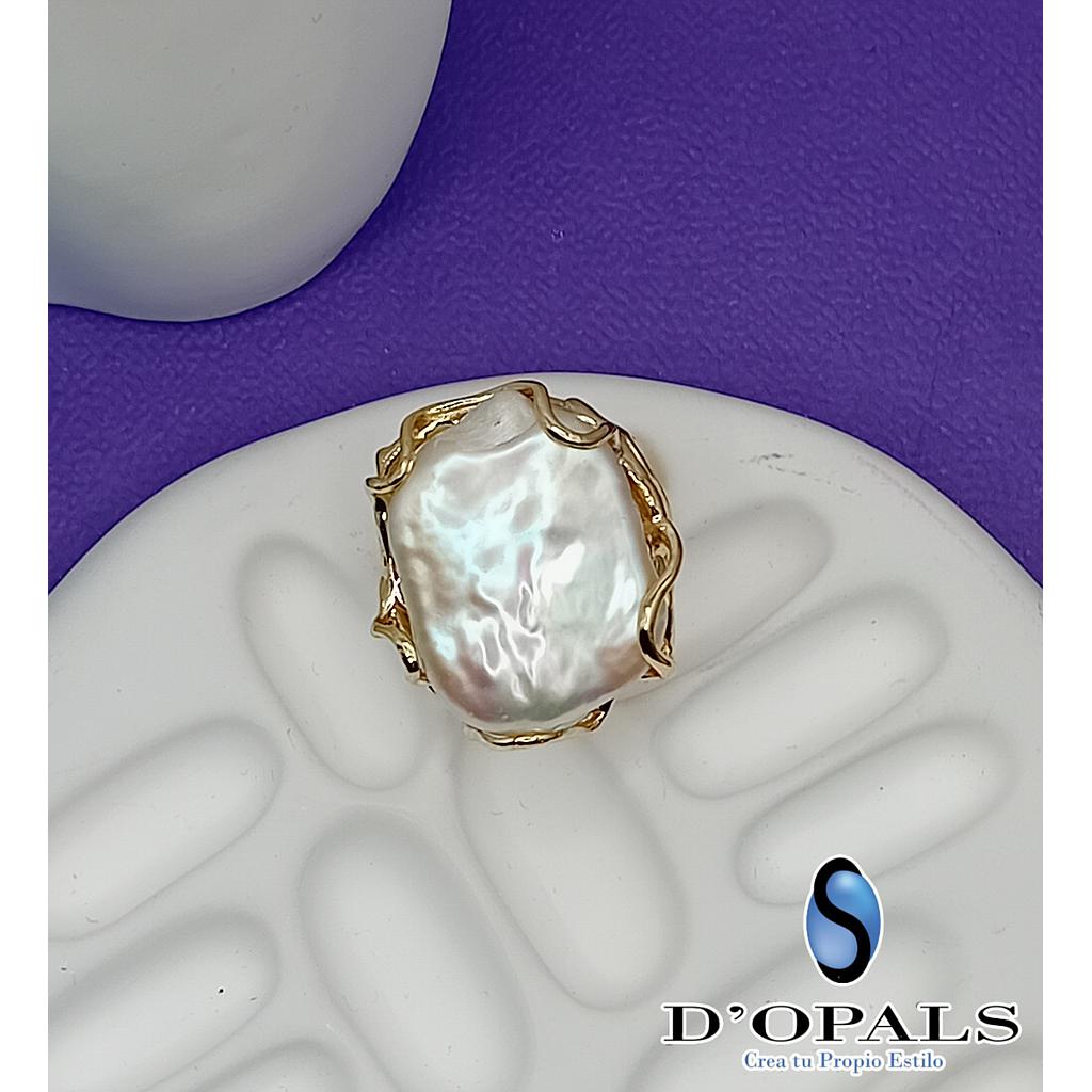 ANILLO AJUSTABLE CON PERLA BARROCA DE MICROCIRCONIA