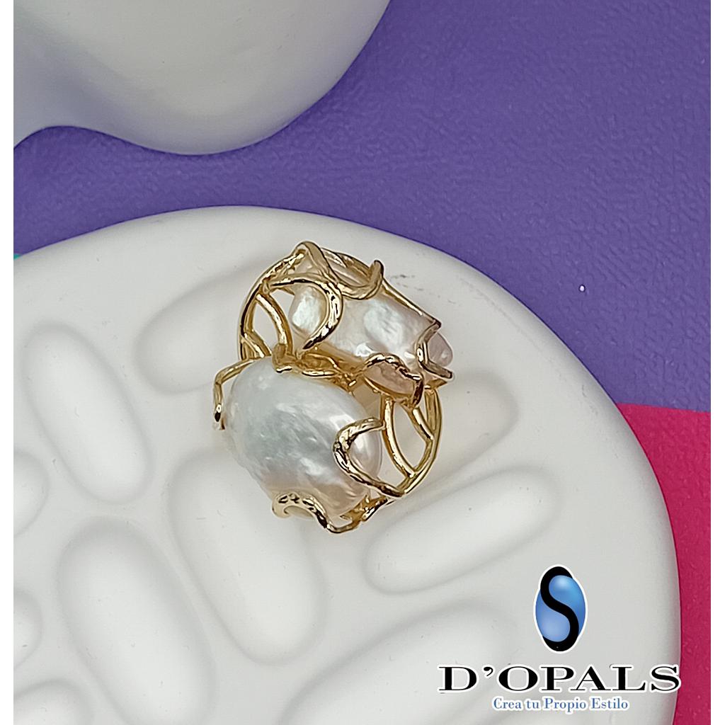 ANILLO AJUSTABLE CON PERLA BARROCA DE MICROCIRCONIA