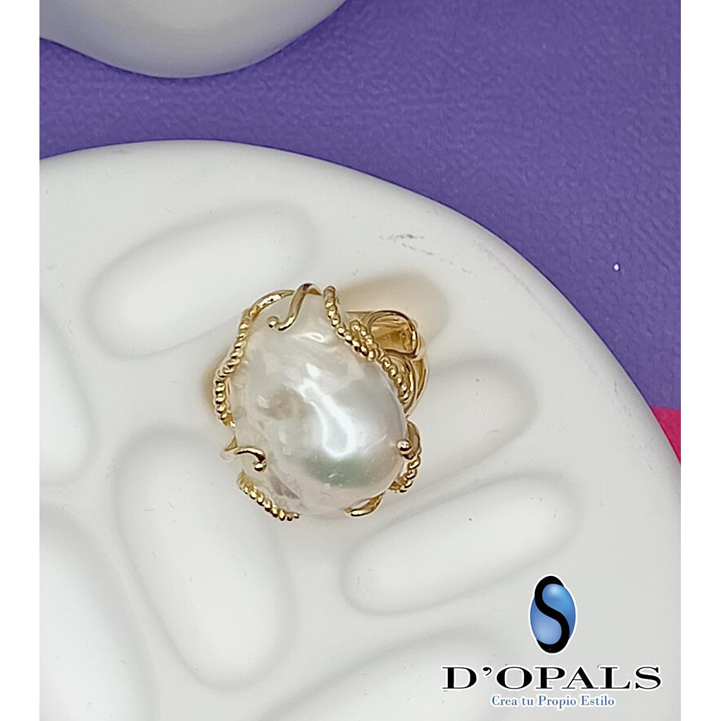 ANILLO AJUSTABLE CON PERLA BARROCA DE MICROCIRCONIA