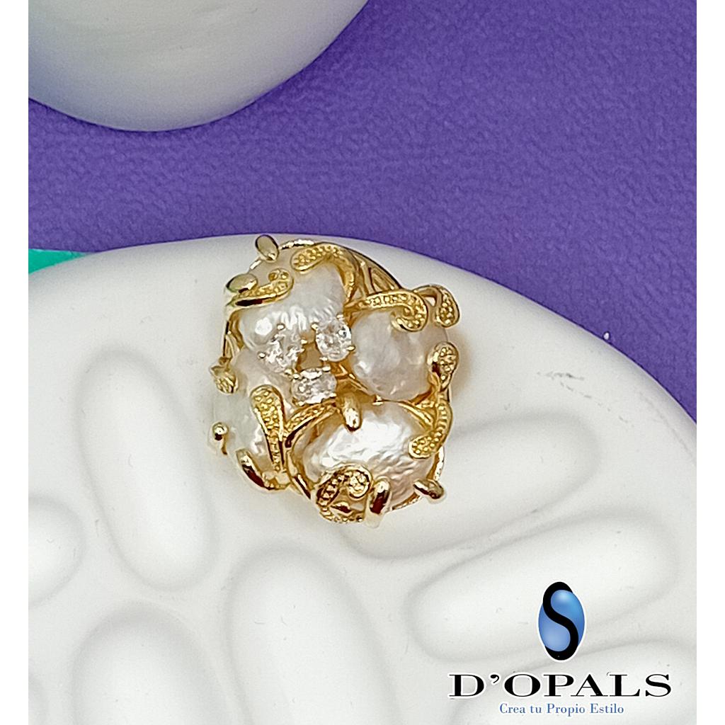 ANILLO AJUSTABLE CON PERLA BARROCA DE MICROCIRCONIA